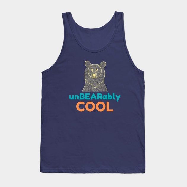 UnBEARably COOL - yellow, blue and orange on dark colors Tank Top by Green Paladin